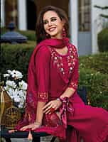 Malvika Dark Pink embroidered Salwar Suit Malvika Dark Pink embroidered Salwar Suit