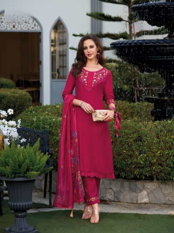 Malvika Dark Pink embroidered Salwar Suit Malvika Dark Pink embroidered Salwar Suit