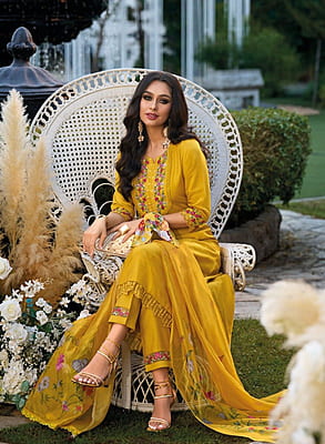Malvika Yellow Embroidered Salwar Suit