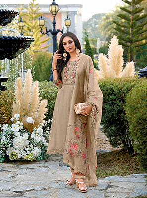 Malvika Beige Embroidered Salwar Suit