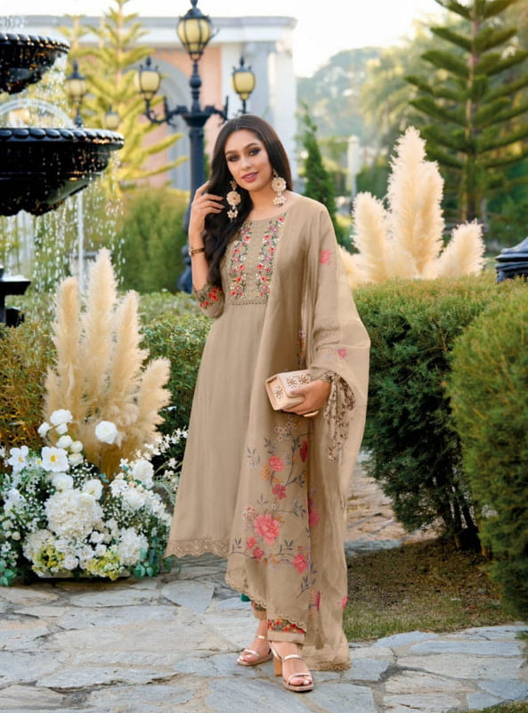 Malvika Beige Embroidered Salwar Suit Malvika Beige Embroidered Salwar Suit